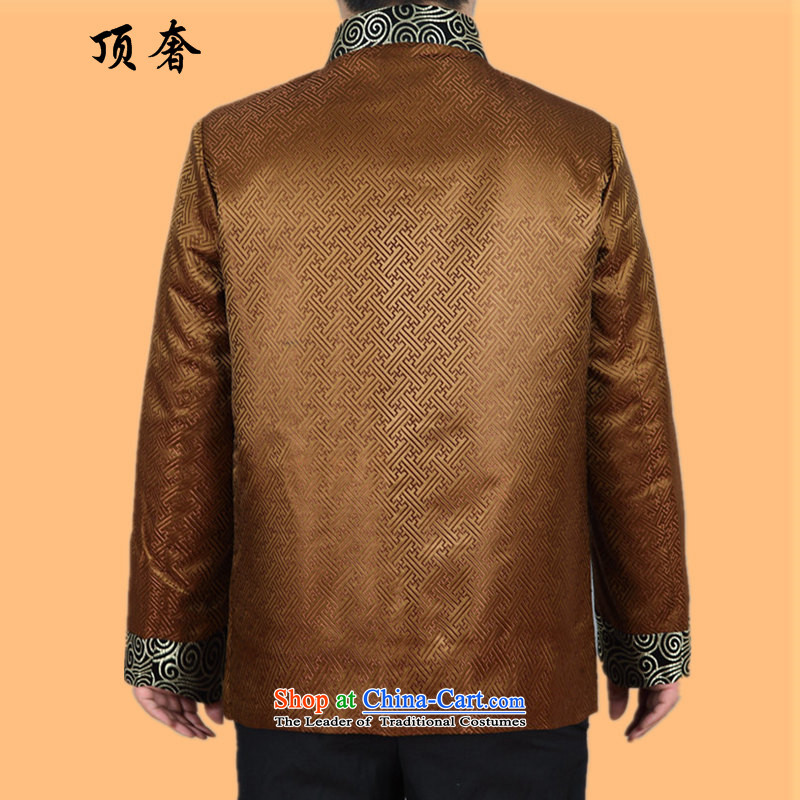 Top Luxury Tang dynasty 2015 Spring Collar jacket men long-sleeved Tang dynasty China wind Men's Jackets Chinese Dress golden wedding too casual sushi Tang Blouses Gold T-shirt M/170, top luxury shopping on the Internet has been pressed.