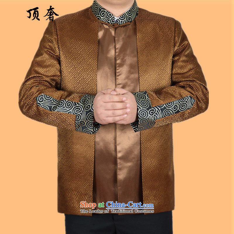 Top Luxury Tang dynasty 2015 Spring Collar jacket men long-sleeved Tang dynasty China wind Men's Jackets Chinese Dress golden wedding too casual sushi Tang Blouses Gold T-shirt M/170, top luxury shopping on the Internet has been pressed.