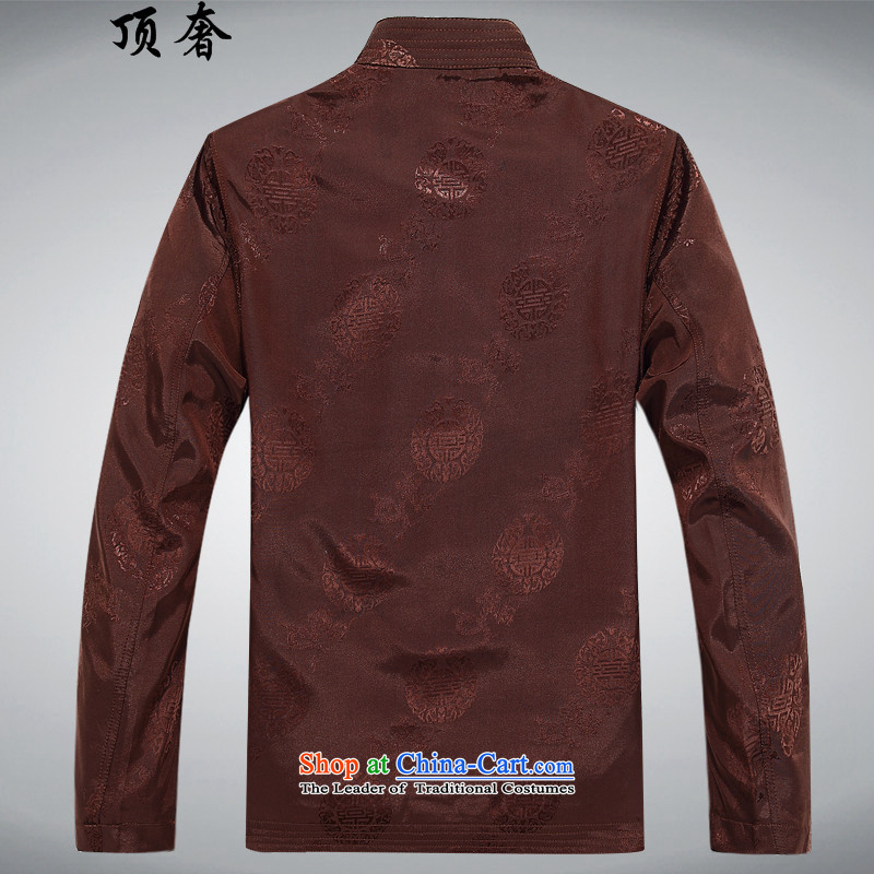 Top Luxury male jacket of older persons in the autumn replacing Tang Dynasty Men long-sleeved birthday too Shou Chinese dress jacket for the elderly men relaxd Tang blouses red jacket and coffee-colored L/175,) top luxury shopping on the Internet has been