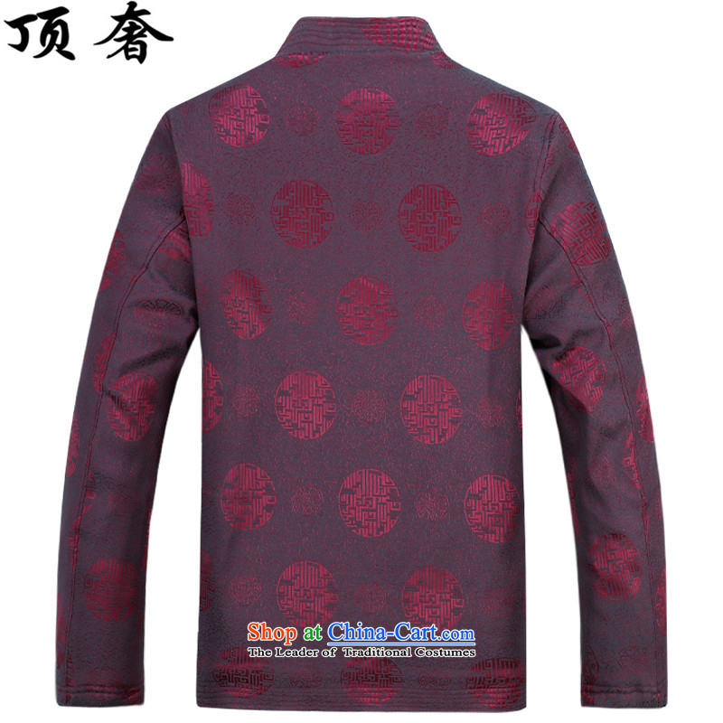 Top Luxury autumn and winter, men Tang jackets collar disc detained Tang blouses father add lint-free thick Tang long-sleeved jacket men in older men Han-coffee-colored T-shirt with lint-free L/175, top luxury shopping on the Internet has been pressed.