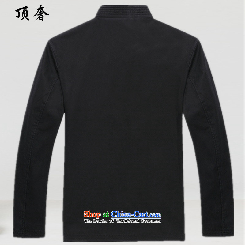 Top luxury, in spring and autumn older Tang Blouses China wind Cotton Men Tang Dynasty Chinese version of long-sleeved sweater relaxd costume Han-men and boys to serve a ball-jacket Black blue S/165, top luxury shopping on the Internet has been pressed.