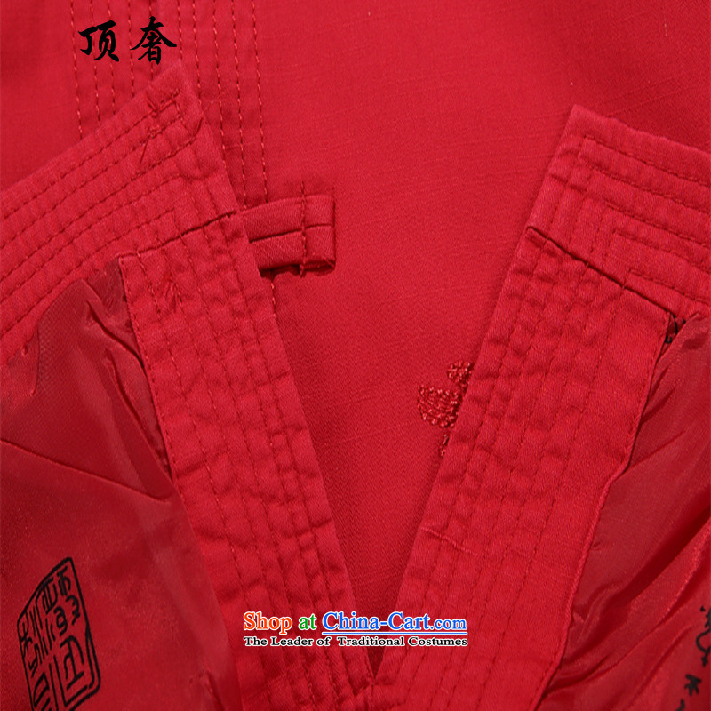 Top Luxury cotton Tang blouses collar loose version is detained China wind men Tang dynasty men red jacket over the life of Chinese Dress birthday of older persons in the red jacket Tang blouses XXL/185, top luxury shopping on the Internet has been presse