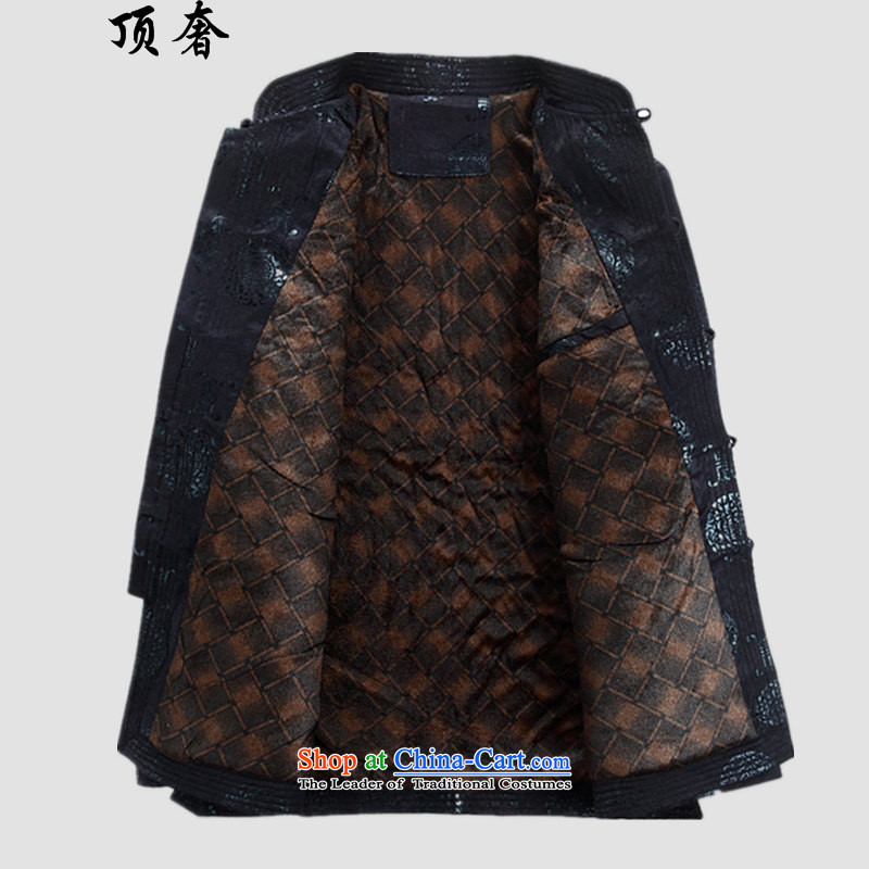 Top Luxury of older persons in the Tang dynasty and long-sleeved shirt men during the spring and autumn the lint-free men's thick Tang Jacket coat elderly clothes Han-Tang dynasty dress cotton coat dark blue velvet L/175, plus top luxury shopping on the I
