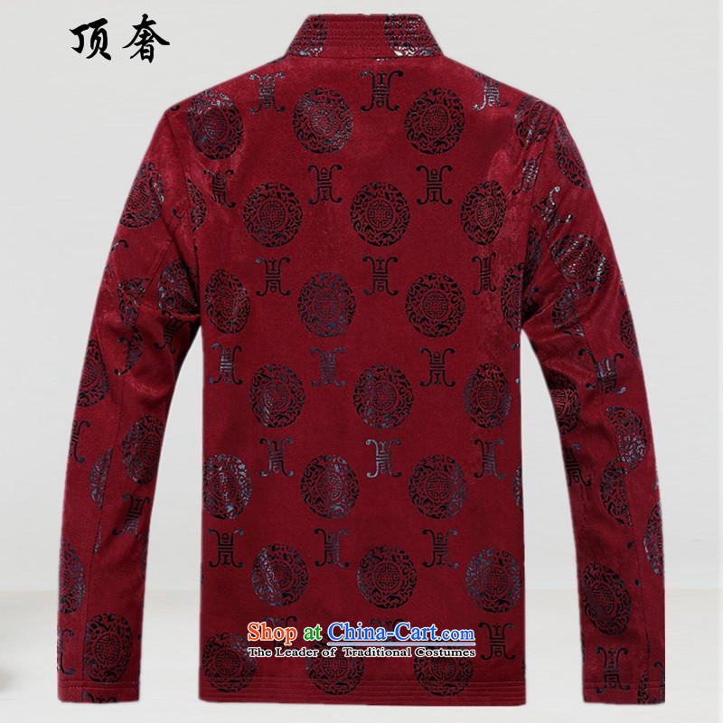 Top Luxury autumn and winter, Tang jackets loose collar version China Wind Jacket men detained ethnic Han-rom practice suits the elderly in the life of the Tang dynasty dress XXL/185, deep red top luxury shopping on the Internet has been pressed.