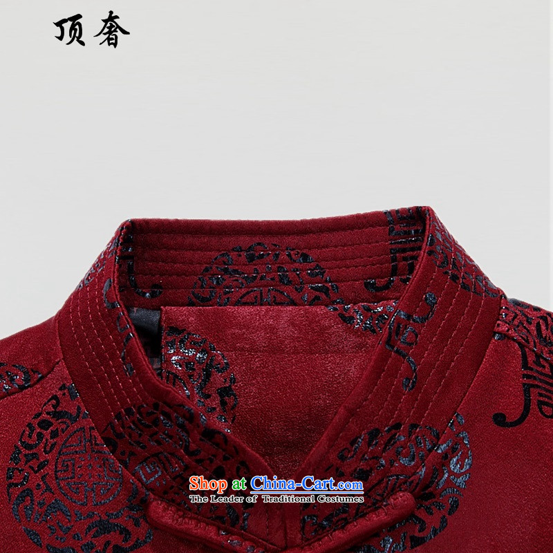 Top Luxury autumn and winter, Tang jackets loose collar version China Wind Jacket men detained ethnic Han-rom practice suits the elderly in the life of the Tang dynasty dress XXL/185, deep red top luxury shopping on the Internet has been pressed.