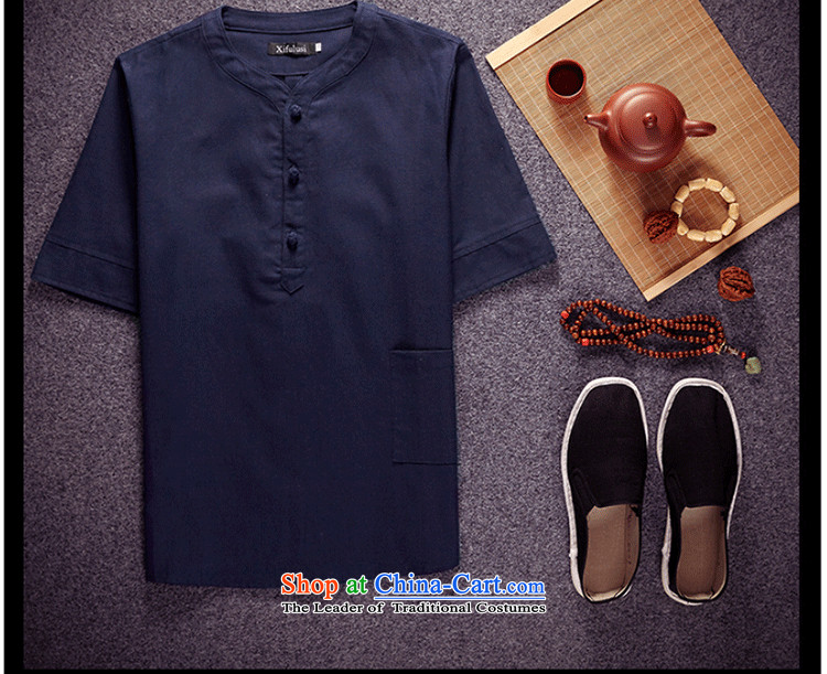 The new summer 2015 Men's Shirt multi-colored collars China wind up large tie linen shirt men short-sleeved T-shirt shirt color navy M 95-110) recommendations pictures, prices, brand platters! The elections are supplied in the national character of distribution, so action, buy now enjoy more preferential! As soon as possible.
