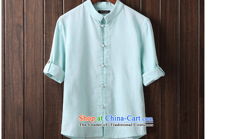 The spring and autumn of 2015 Men's Shirt linen single row detained men wave of China, men can t-shirt C.O.D. Peacock Blue XXL( recommended weight 130-140 picture, prices, brand platters! The elections are supplied in the national character of distribution, so action, buy now enjoy more preferential! As soon as possible.