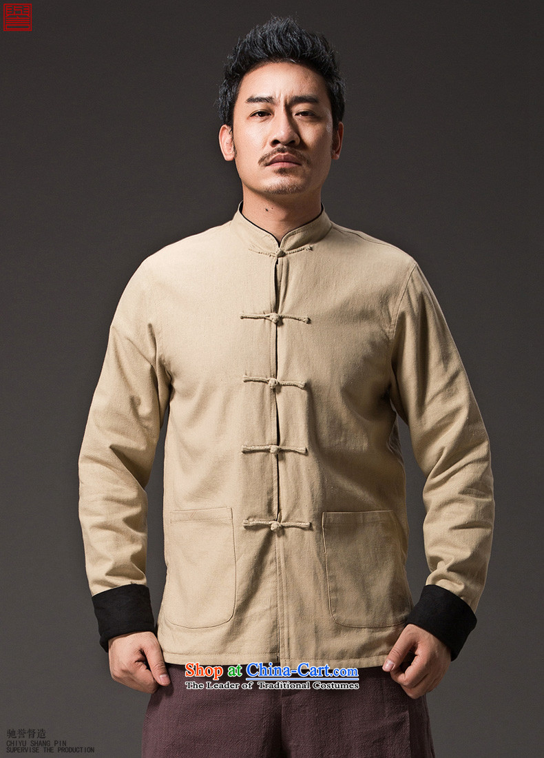Renowned China wind retro men Chinese loose long-sleeved Chinese collar disc detained Chinese can double-sided wear Yi Tang dynasty MEN'S NATIONAL package mail m Yellow XXL picture, prices, brand platters! The elections are supplied in the national character of distribution, so action, buy now enjoy more preferential! As soon as possible.