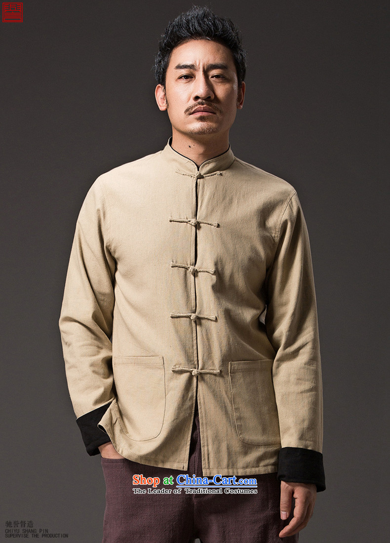 Renowned China wind retro men Chinese loose long-sleeved Chinese collar disc detained Chinese can double-sided wear Yi Tang dynasty MEN'S NATIONAL package mail m Yellow XXL picture, prices, brand platters! The elections are supplied in the national character of distribution, so action, buy now enjoy more preferential! As soon as possible.