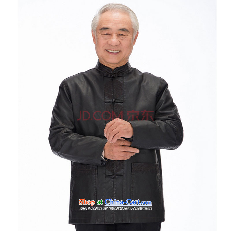 In line cloud men Tang long-sleeved jacket PU washable leather Tang dynasty national costumes and casual clothes DYD-818  XXL, black-line (youthinking cloud) , , , shopping on the Internet
