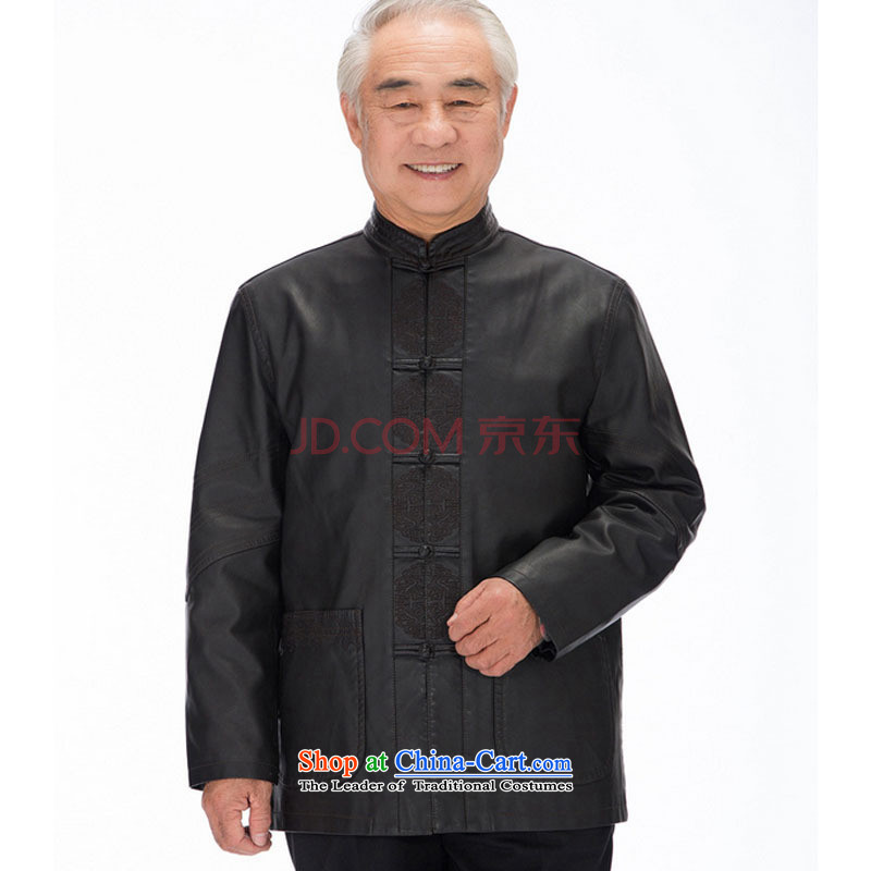 In line cloud men Tang long-sleeved jacket PU washable leather Tang dynasty national costumes and casual clothes DYD-818  XXL, black-line (youthinking cloud) , , , shopping on the Internet