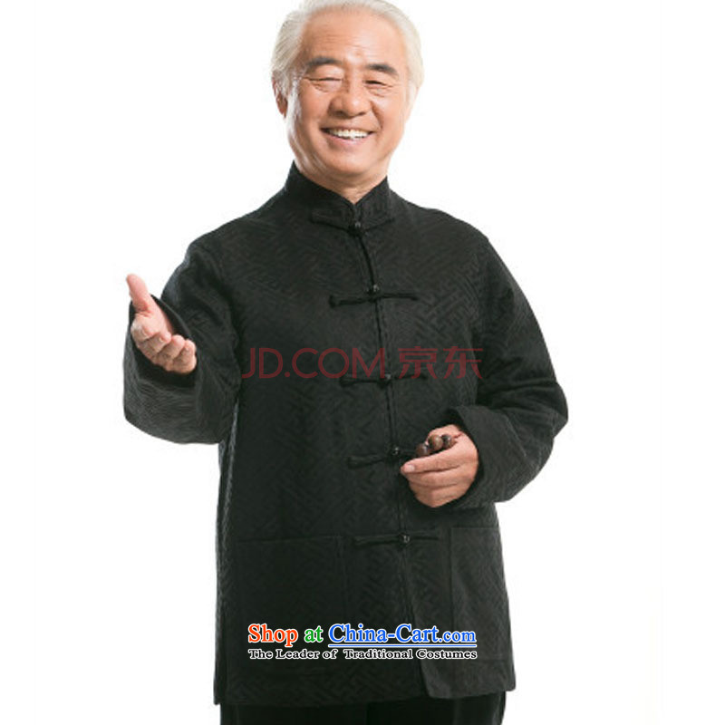 Line-middle-aged men's cloud autumn and winter casual father in older men Tang dynasty Long-sleeve cotton DY0770 Tang dynasty black M-line (youthinking cloud) , , , shopping on the Internet