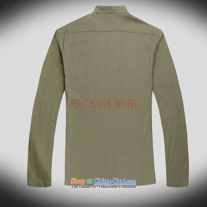 In line cloud long-sleeved China wind collar Chinese improved leisure Tang Dynasty Large male national costumes autumn)  , L-DY053 Army Green Line (youthinking cloud) , , , shopping on the Internet