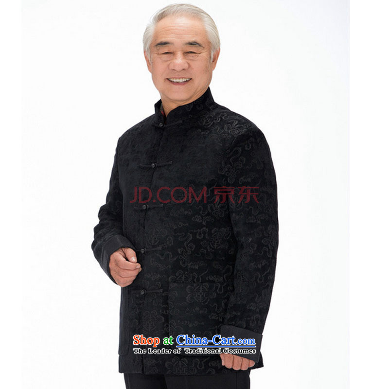 Line-in the cloud of older men herbs extract Tang casual thick long-sleeved Tang Dynasty Xiangyun ethnic men Tang jacket DY1316  XXL, black-line (youthinking cloud) , , , shopping on the Internet