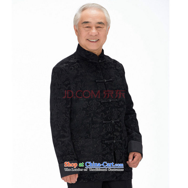 Line-in the cloud of older men herbs extract Tang casual thick long-sleeved Tang Dynasty Xiangyun ethnic men Tang jacket DY1316  XXL, black-line (youthinking cloud) , , , shopping on the Internet