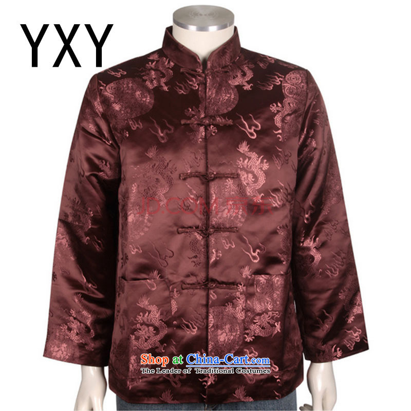 Line-in the cloud of older style Tang blouses men's winter coats cotton Tang dynasty China DY0708 services brown XL