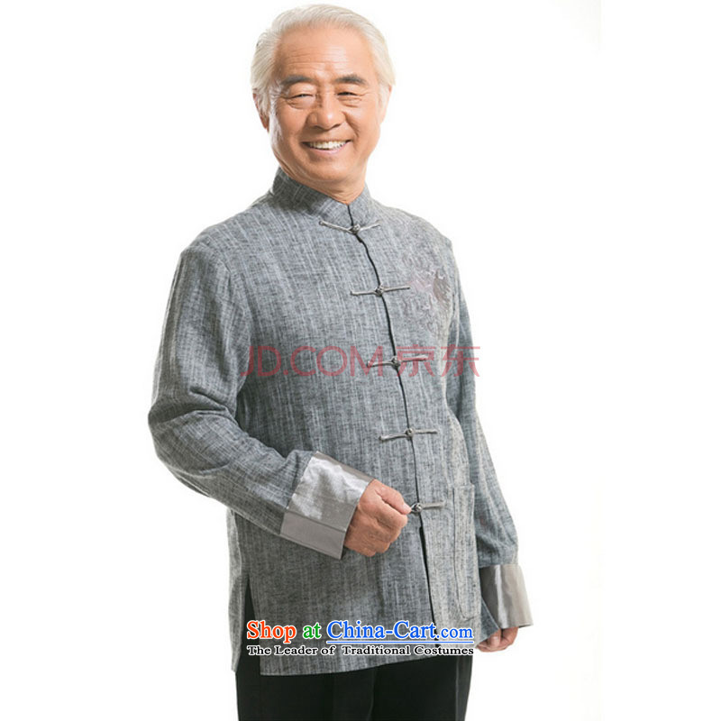 Line-in the cloud of older men Tang dynasty long-sleeved sweater Fall/Winter Collections of ethnic Chinese disc loading dad clip cotton linen and light gray line at stake the cloud (XXXL, youthinking) , , , shopping on the Internet