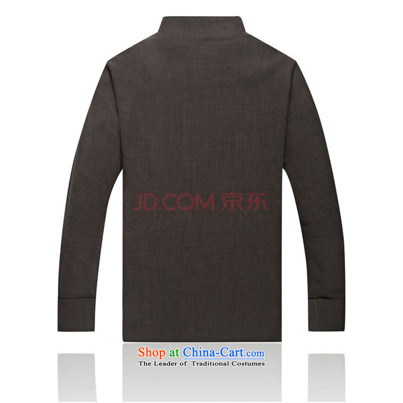 In line thickness of cloud cotton linen men in Tang Dynasty linen coat shoulder even older high long-sleeved shirt with brown XXL, lining (youthinking stakeholders line cloud) , , , shopping on the Internet