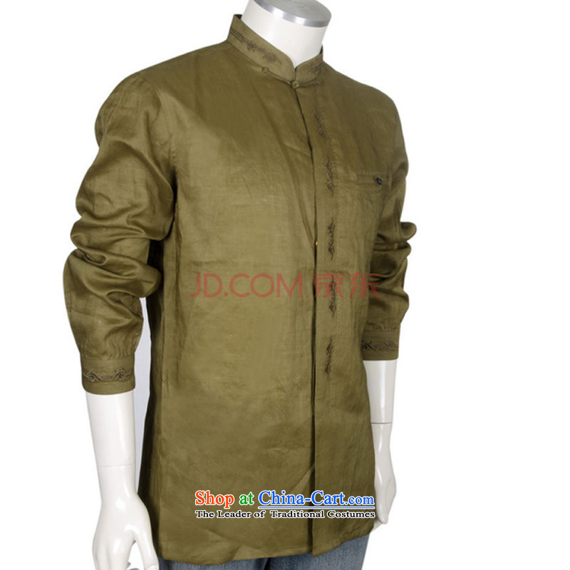 The Cloud's stakeholders improved Tang Dynasty Chinese Men's Mock-Neck long-sleeved shirt with retro shirts and autumn wild, forming the basis of the GREEN XL, stake DYA1207 line (youthinking cloud) , , , shopping on the Internet