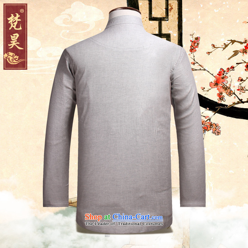 Van Gogh's new Tang dynasty summer long-sleeved linen in men's older manual tray clip Tang dynasty CM567 light gray 4XL, Van Gogh's shopping on the Internet has been pressed.