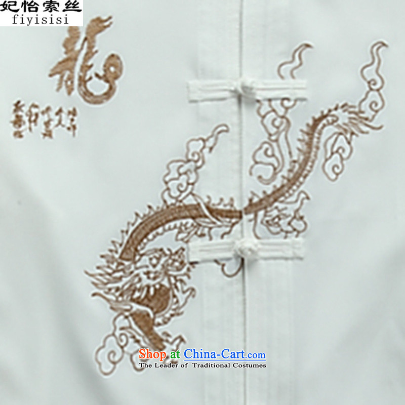 Princess Selina Chow Man in Tang Dynasty Package in the summer and autumn Chinese long-sleeved men in older blouses grandpa replacing summer Chinese collar disc Clip Kit life serving Chinese tunic white Single T-shirts are 165, Princess Selina Chow (fiyis