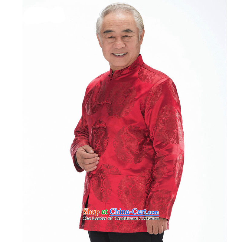 In line with long-sleeve sweater cloud Tang Chinese Double Dragon sheikhs tray clip cotton coat in the autumn and winter coats elderly men with dark red M stake DY0758 line (youthinking cloud) , , , shopping on the Internet