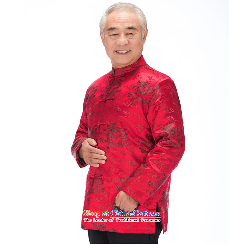 In line cloud men Tang Dynasty Chinese robe long-sleeved sweater disc is older men fall/winter Tang dynasty replacing Eric Li Yunlong DY0789 wine red Black Dragon , L-line (youthinking cloud) , , , shopping on the Internet