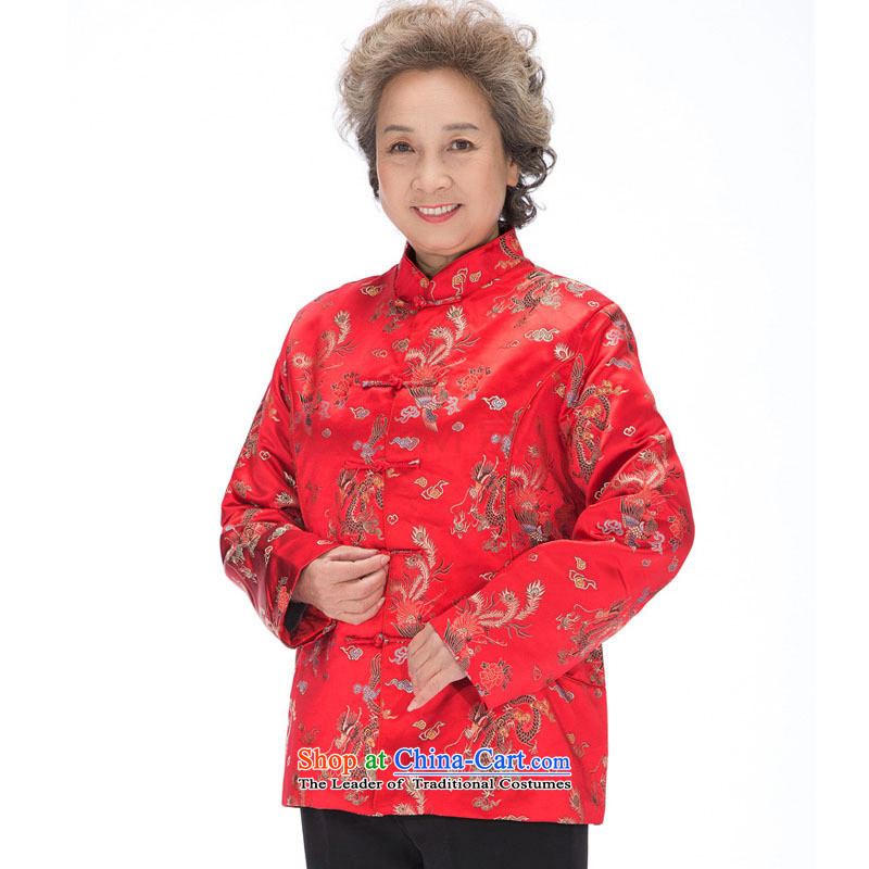 In line for autumn and winter by men and women cloud clip cotton dragon and the Tang dynasty mom and dad golden marriage in older couples with coat DY0876 women red -line cloud XXL, youthinking) , , , shopping on the Internet