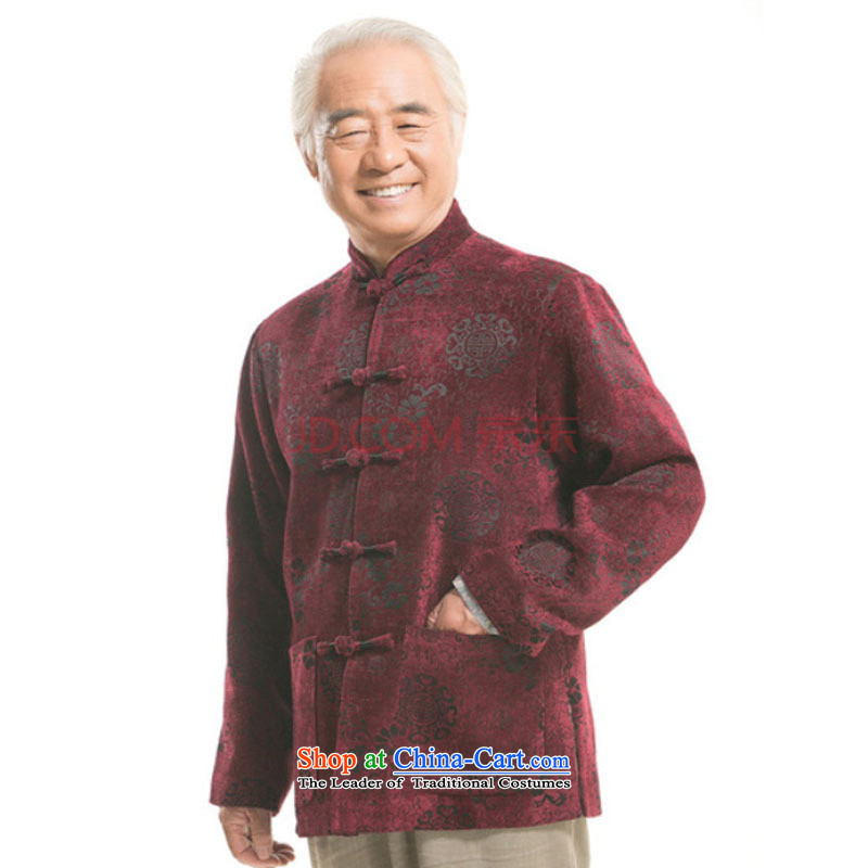 In line cloud China wind men's round-butted older leisure Tang Dynasty Men long-sleeved shirt  , L-line DY9823 Red Cloud (youthinking) , , , shopping on the Internet
