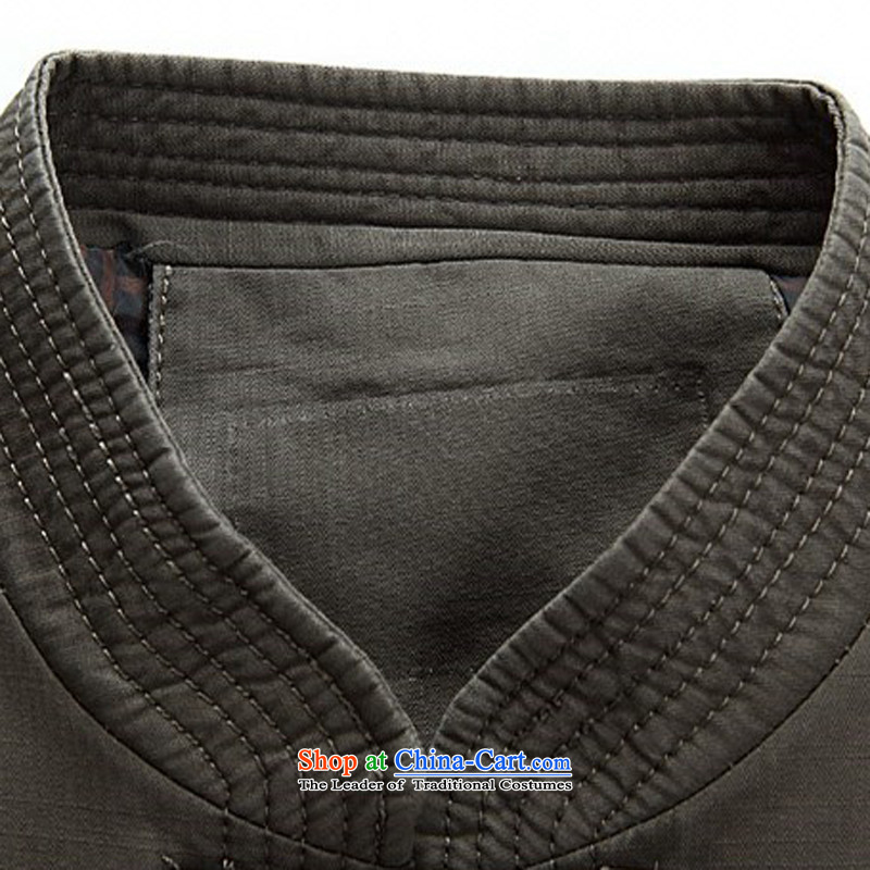 Kanaguri Mouse New Men Tang jackets long-sleeved shirt collar China wind jacket in spring of older national costumes Chinese Men's Mock-Neck dark gray , L kanaguri mouse (JINLISHU) , , , shopping on the Internet