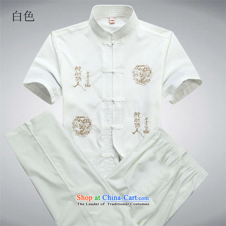 Beijing Summer in the new European older men China wind Tang Dynasty Chinese Kit male short-sleeve kit male XXL/185 white T-shirt, prices, brand image of Platters! The elections are supplied in the national character of distribution, so action, buy now enjoy more preferential! As soon as possible.
