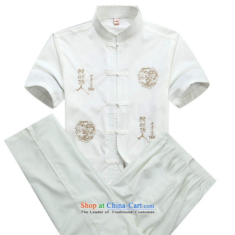 Beijing Summer in the new European older men China wind Tang Dynasty Chinese Kit male short-sleeve kit male XXL/185, white T-shirt (Beijing) has been pressed. OOH JOE shopping on the Internet