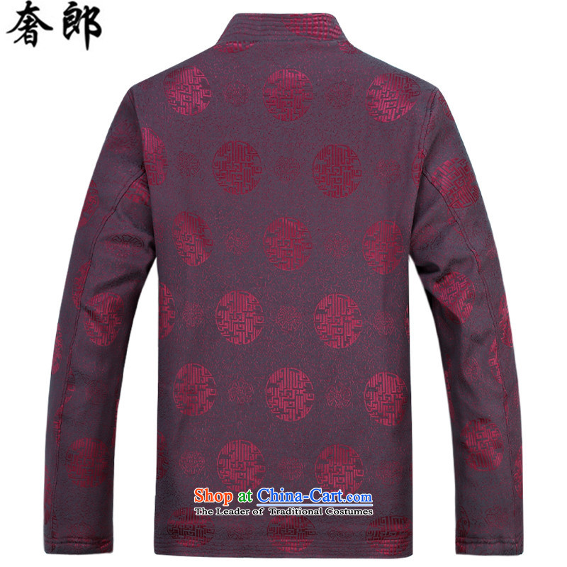 The luxury health China wind men in Tang Dynasty Chinese Winter older Chinese tunic Long-Sleeve Shirt thoroughly improved Stylish coat collar middle-aged men in spring and autumn national antique brown shirt kit plus pants XXXL, luxury health , , , shoppi