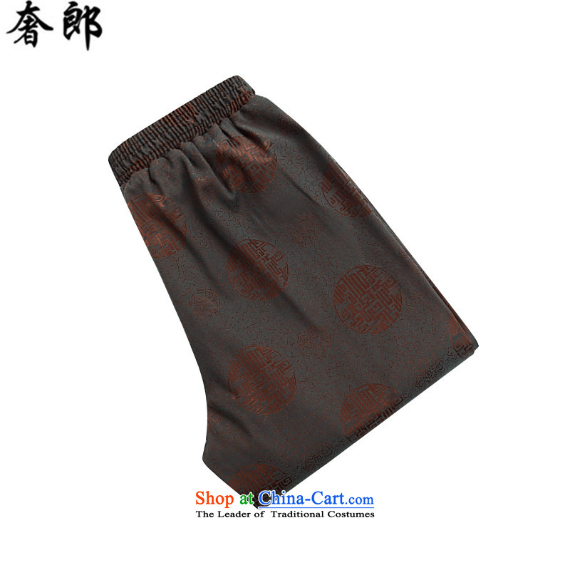 The luxury health China wind men in Tang Dynasty Chinese Winter older Chinese tunic Long-Sleeve Shirt thoroughly improved Stylish coat collar middle-aged men in spring and autumn national antique brown shirt kit plus pants XXXL, luxury health , , , shoppi