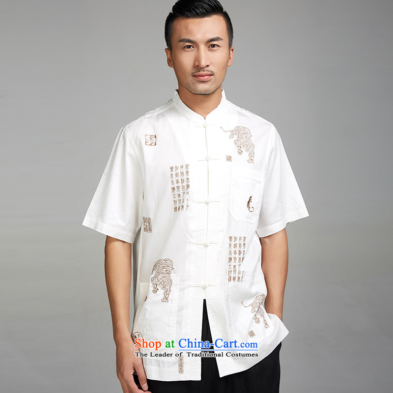 De-tiger fudo 2015 Summer New Men Tang dynasty short-sleeved ethnic Chinese clothing unreasonable pattern God tiger , L'Fudo shopping on the Internet has been pressed.