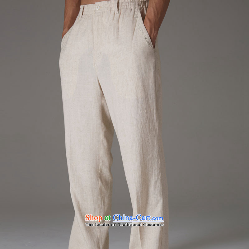De-line fudo men's trousers, Tang Dynasty  of Chinese elastic waist anti-wrinkle Sau San China Wind Pants cornhusk yellow M, 2015 summer de fudo shopping on the Internet has been pressed.