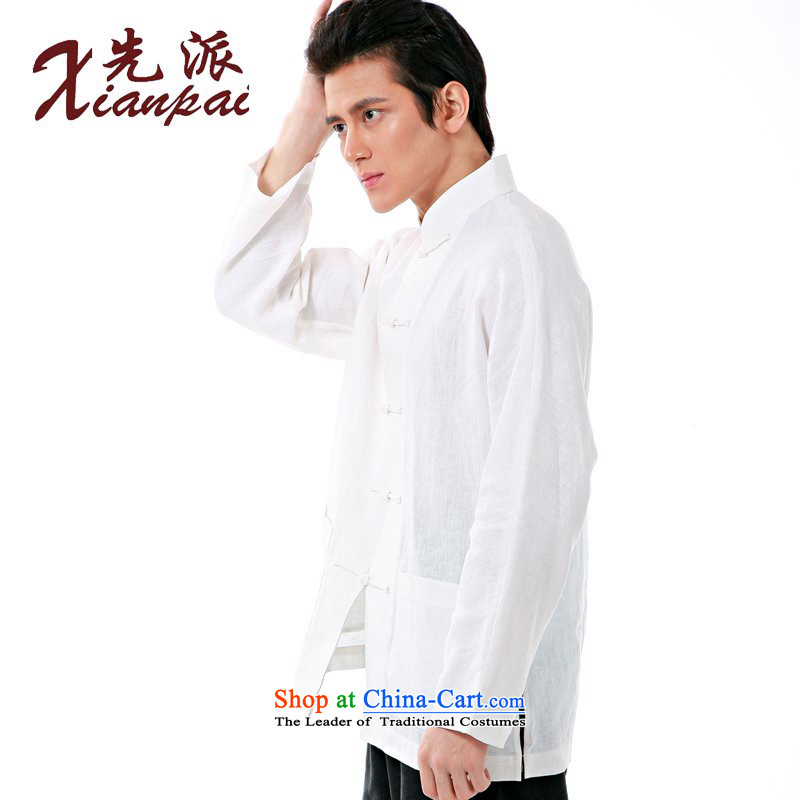 The dispatch of the spring and summer China wind long linen shoulder shirt Tang dynasty and long-sleeved new Chinese collar up Chinese Wind Dress Shirt of ethnic white linen long-sleeved shirt , dispatch (xianpai) , , , shopping on the Internet