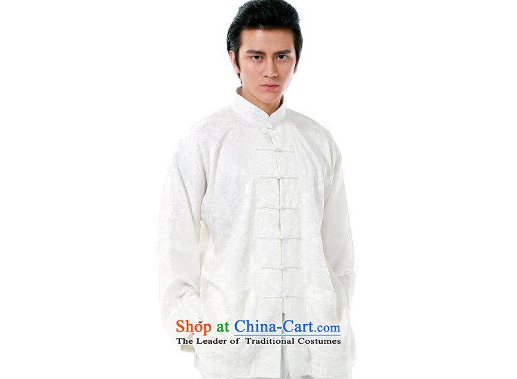 The dispatch of the spring and summer of Tang Dynasty Men long-sleeved dragon design silk Leavesa Scent of high-end dress stylish China wind Father's Day retro-sleeve T-shirt with white pantalette leisure Xiang of long-sleeved kit XXL picture, prices, brand platters! The elections are supplied in the national character of distribution, so action, buy now enjoy more preferential! As soon as possible.