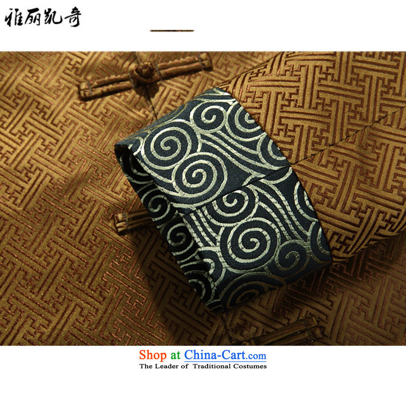Alice Keci autumn and winter new Tang dynasty of older persons in the middle-aged long-sleeved shirt collar men men national costumes improved national birthday too life jackets gold XXXL, Alice keci shopping on the Internet has been pressed.