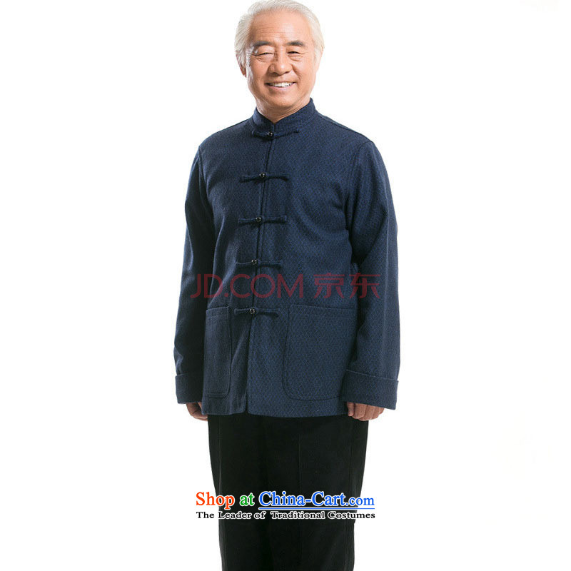 Line-in the cloud of older men long-sleeved gross? autumn and winter Tang dynasty China wind Han-Stylish coat national costumes DY7718 Dark Blue M-line (youthinking cloud) , , , shopping on the Internet