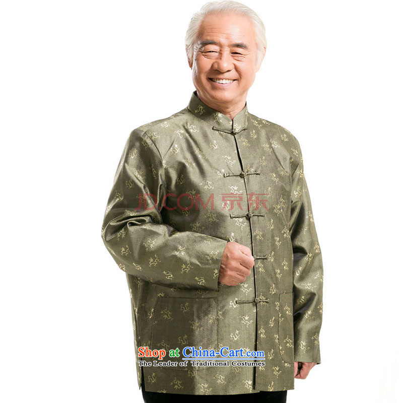 In line cloud Chinese men fall and winter Tang dynasty long-sleeved shirt, elderly men tray clip older persons long-sleeved men DY0777 green M-line (youthinking cloud) , , , shopping on the Internet
