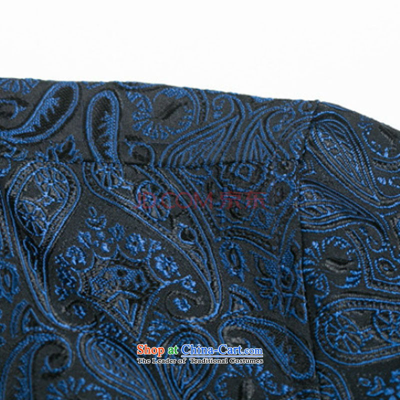 In Tang Dynasty Chinese cloud line of autumn and winter brocade coverlets in long-sleeved shirt older Tang blouses Mock-neck Chinese DY0727  XXXL, blue-line (youthinking cloud) , , , shopping on the Internet