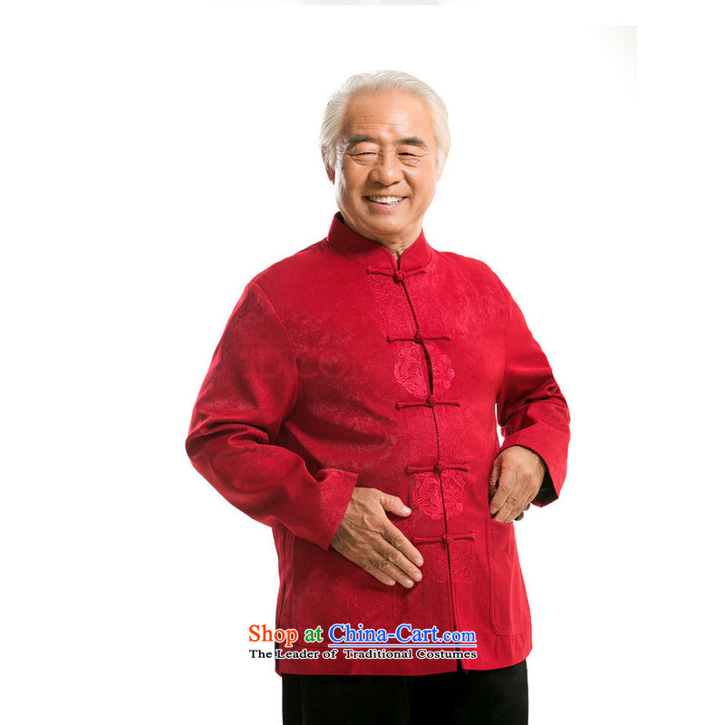 Line-in the cloud of older men long-sleeved shirt Chinese Tang dynasty DY727 older persons jacket red line-cloud XXL, youthinking) , , , shopping on the Internet