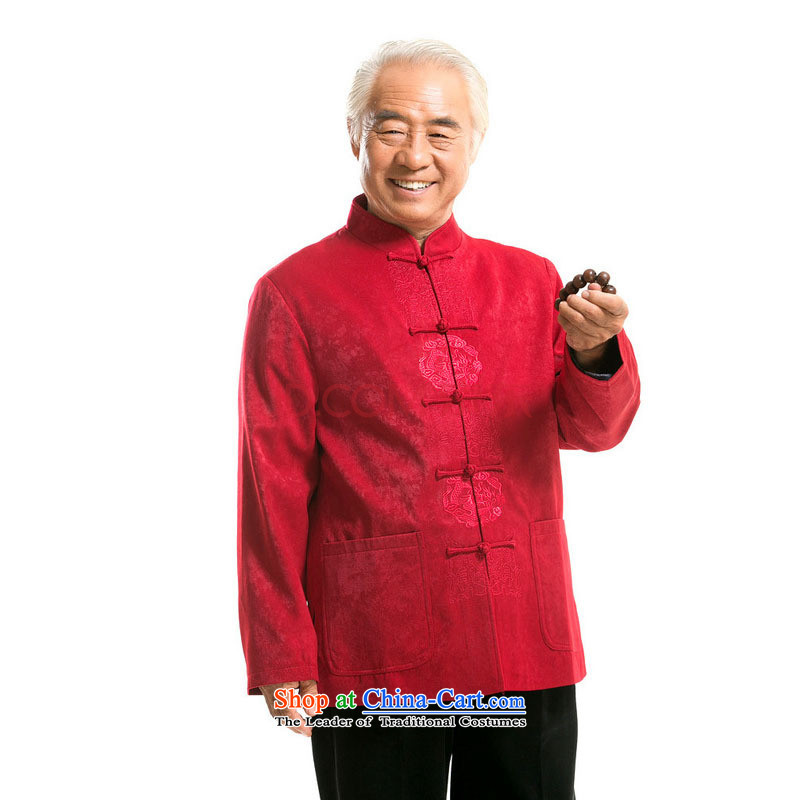 Line-in the cloud of older men long-sleeved shirt Chinese Tang dynasty DY727 older persons jacket red line-cloud XXL, youthinking) , , , shopping on the Internet