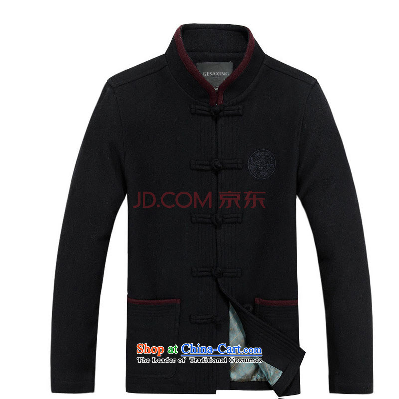 Line-in the cloud of older men's woolen? Tang Dynasty Chinese leisure thick long-sleeved round lung ethnic men Tang jacket DY88020 Dark Blue M-line (youthinking cloud) , , , shopping on the Internet