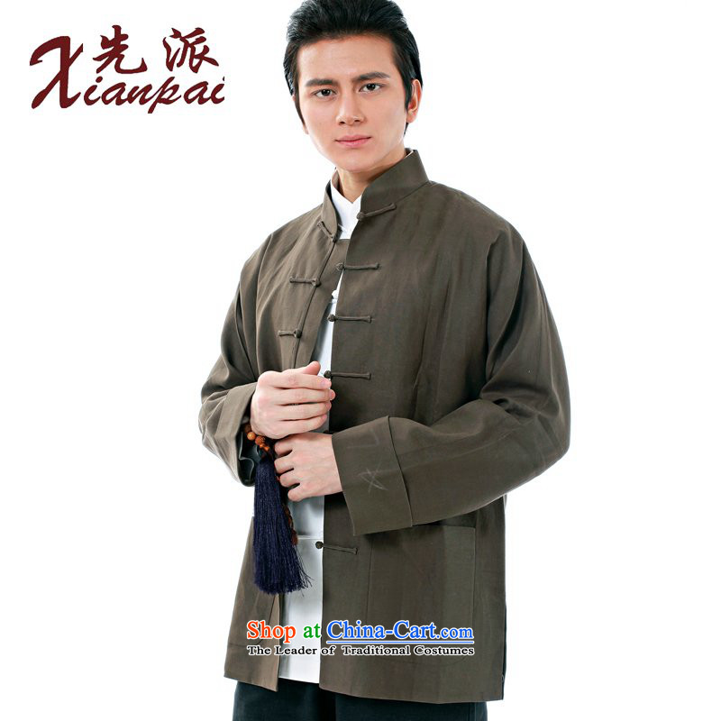 The dispatch of autumn and winter Tang dynasty men silk linen collar High End Disk detained dress Long-sleeve traditional feel China Wind Jacket relaxd casual shirts father deeply lady Population Commission jacket to send 170, M (xianpai) , , , shopping o