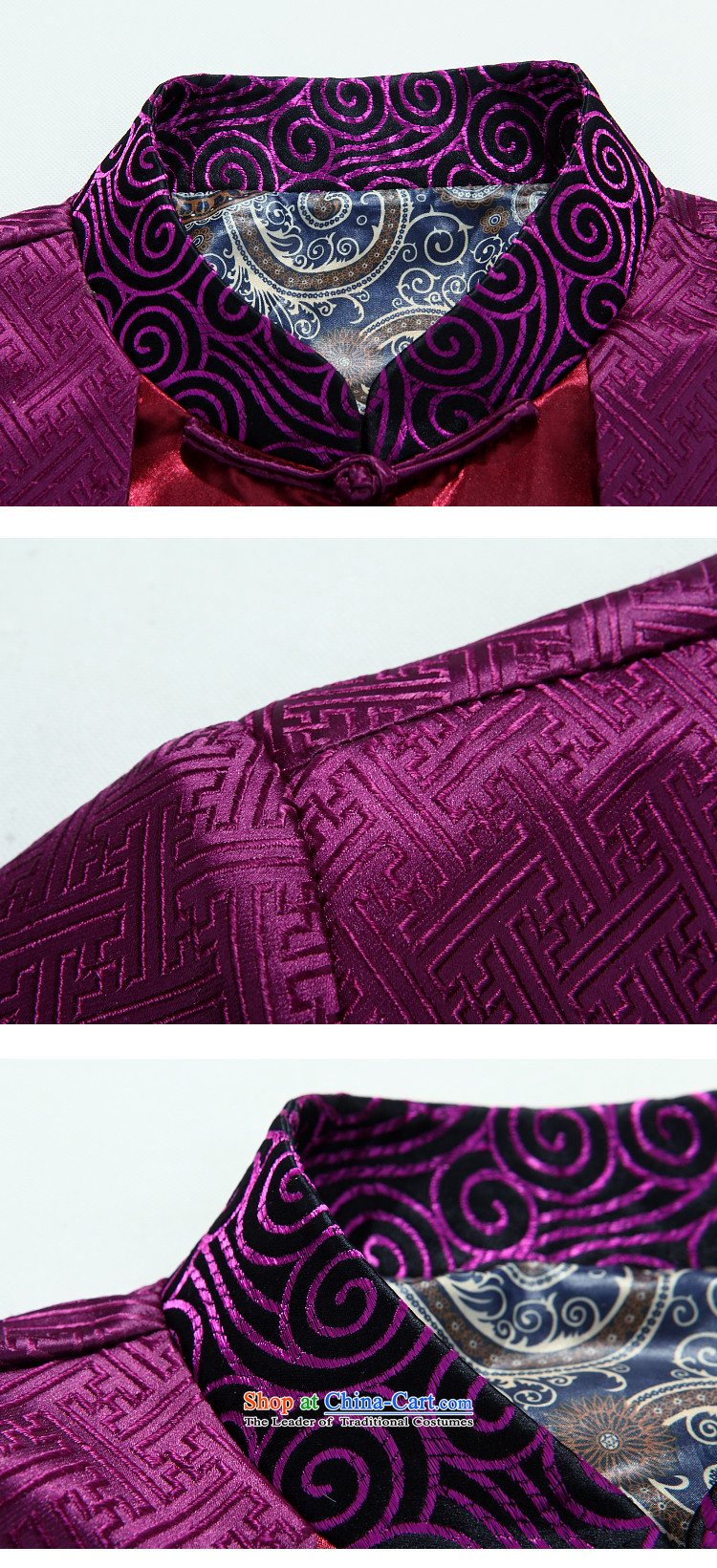 Alice Keci New Men shawl Tang Dynasty Chinese tunic collar Chinese Dress long-sleeved shirt of autumn and winter clothing jacket improvement over life dresses retro birthday purple XXL picture, prices, brand platters! The elections are supplied in the national character of distribution, so action, buy now enjoy more preferential! As soon as possible.