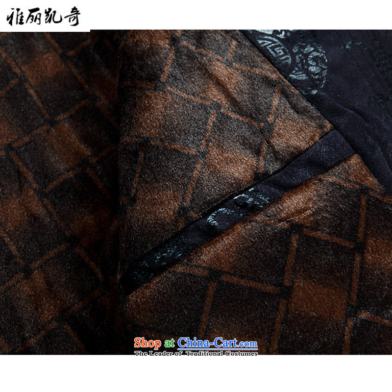 Alice Keci    15 years New Tang dynasty and the spring and autumn in the large long-sleeved older Tang Dynasty Chinese cotton robe winter coats and father of the dark blue collar with thick, M, Alice keci shopping on the Internet has been pressed.