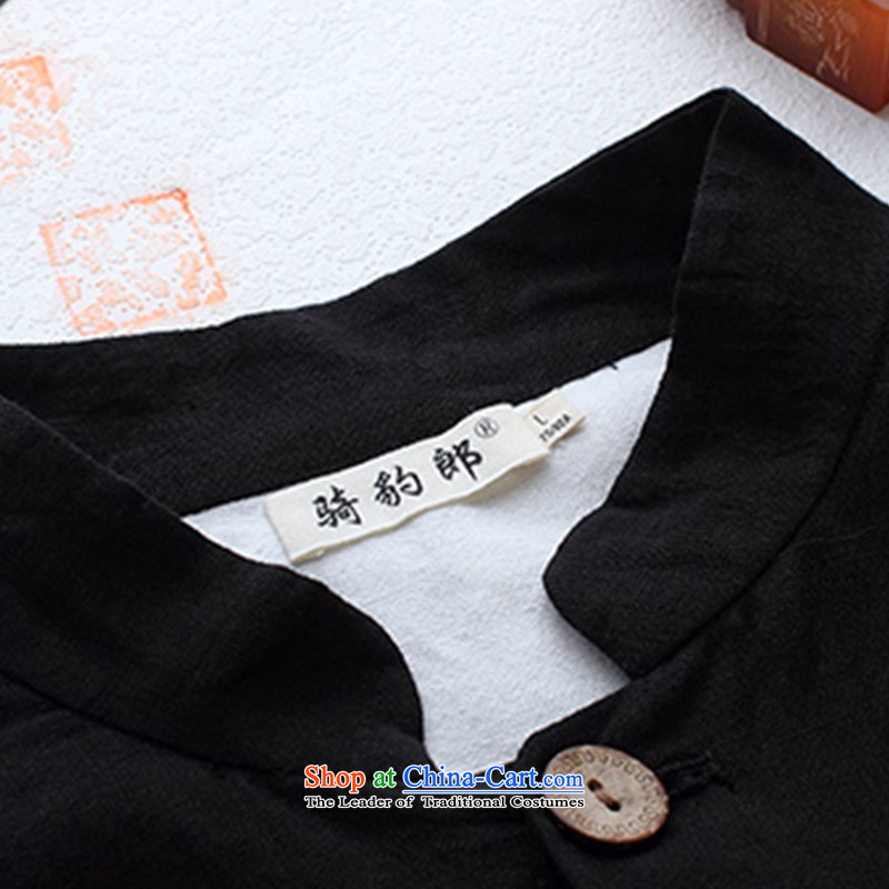 Jockeys Leopard health jacket men fall 2015 Chinese tunic New China wind national costumes l cotton linen coat leisure designer brands black , L jockeys Leopard (QIBAOLANG) , , , shopping on the Internet