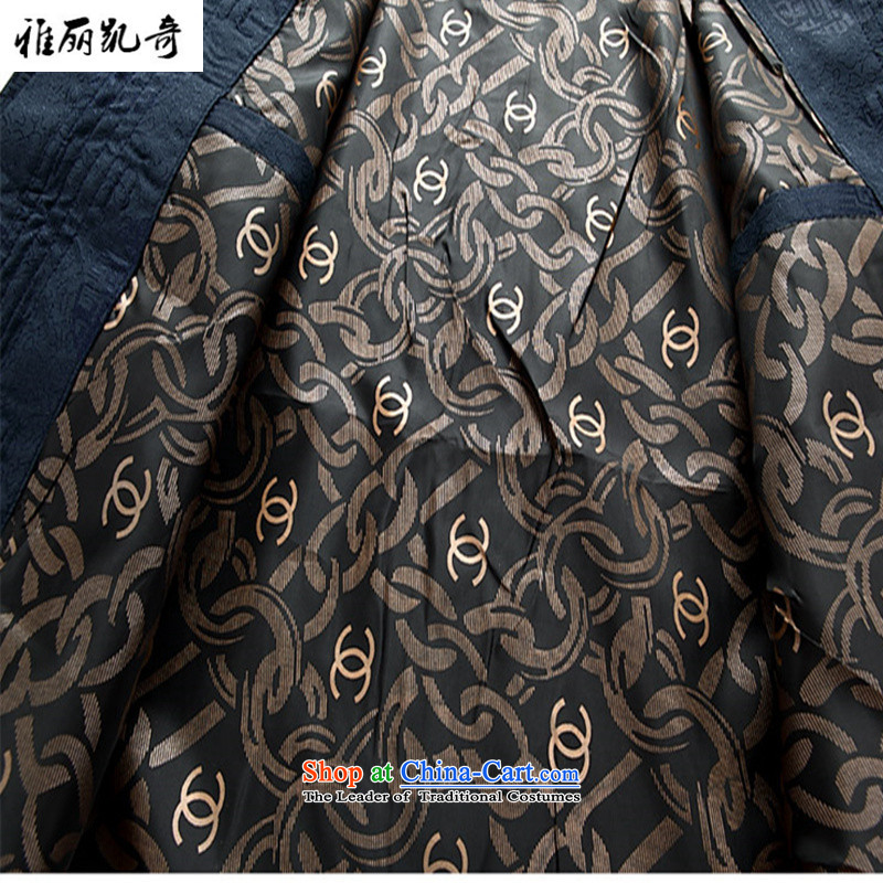 Alice Keci older men Drive-Up wedding celebration for the father is dark red grandpa winter of ethnic embroidered jacket coat Tang dynasty retro shirt dark blue XL, Alice keci shopping on the Internet has been pressed.